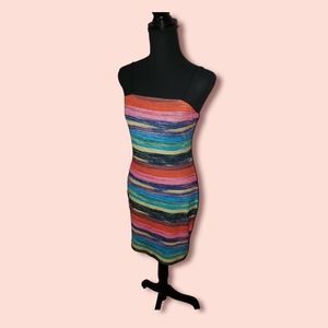 💖Multi Color Crayon Stretch Bodycon Spaghetti Strap Dress  (Size Med/6)